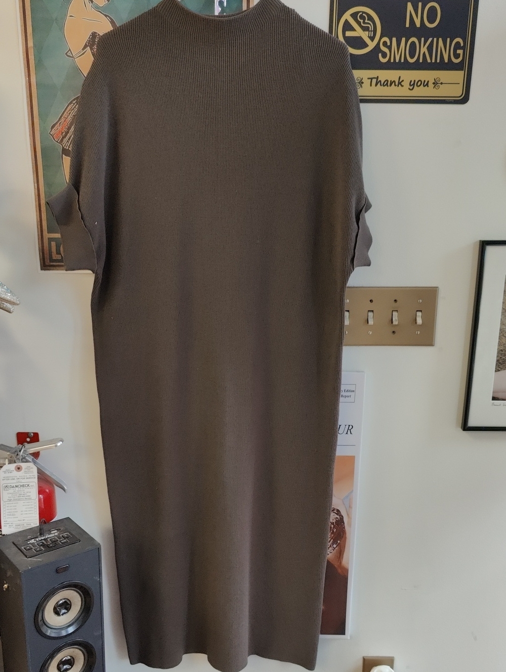 Zara Brown Rib-Knit Short Sleeve Maxi Dress